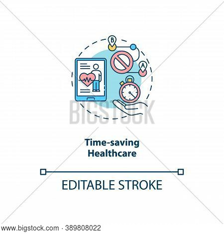Time Saving Healthcare Concept Icon. Telemedical Consultation Step. Emergency Doctor Access. Futuris