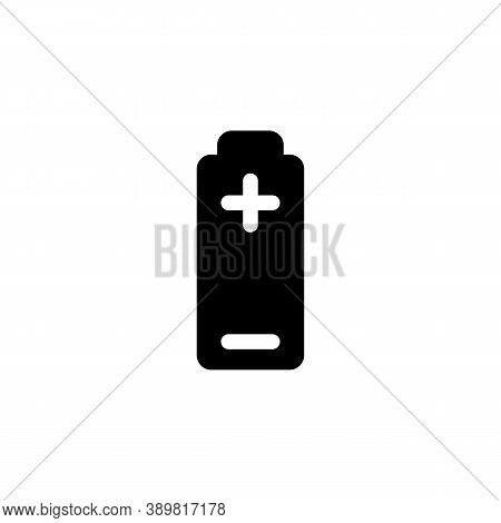 Battery Plus Minus Black Icon On White Background. Vector Eps10