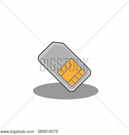 Simcard Icon Gray With Orange On White Background With Shadow. Vector Eps10
