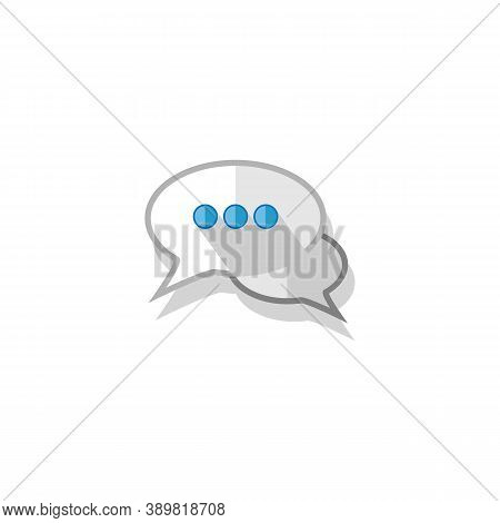 Chat Icon Gray With Blue With Shadow. Vector Eps10