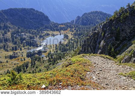 Lac Achard, A Wall-known Mountain Lake From The Top Of Chamrousse Resort