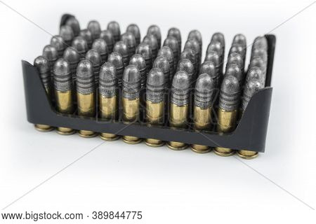 The Rimfire Cartridges On A White Background