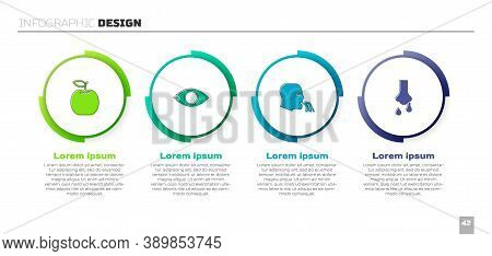 Set Apple, Blindness, Vomiting Man And Runny Nose. Business Infographic Template. Vector