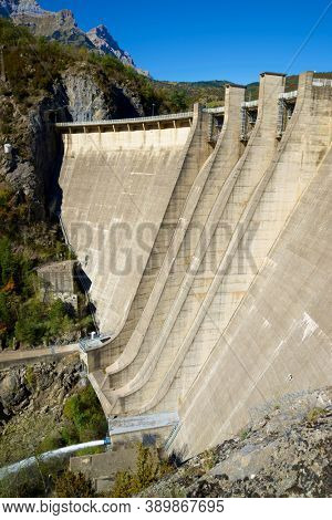 Bubal Dam in Tena Valley, Pyrenees, Huesca province, Aragon in Spain.