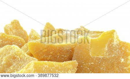 Pieces Of Natural Beeswax For Depilation Epilation Isolated On White Background