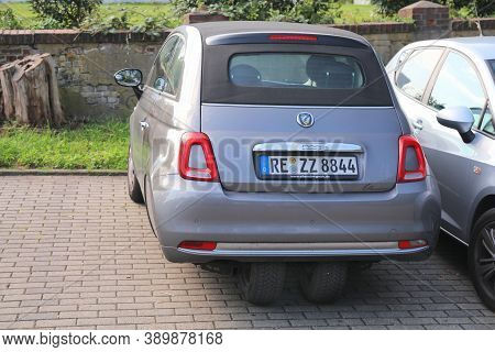 Dortmund, Germany - September 16, 2020: Fiat 500 Ellenator Bizarre Modified Car Parked In Germany. T