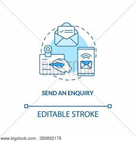 Send An Enquiry Concept Icon. Telemedical Consultation Steps. Health Innovations. Online Communicati
