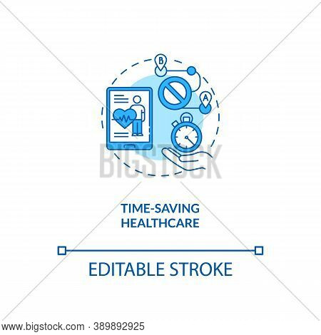 Time Saving Healthcare Concept Icon. Telemedical Consultation. Emergency Hospital Access. Futuristic