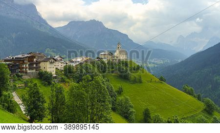Mountain Landscape At Summer Along The Road To Colle Santa Lucia, Dolomites, Belluno Province, Venet