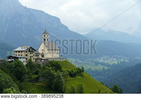Mountain Landscape At Summer Along The Road To Colle Santa Lucia, Dolomites, Belluno Province, Venet
