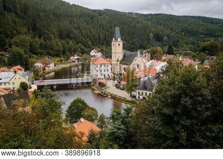 Small Ancient Town Rozmberk Nad Vltavou, South Bohemia, Czech Republic, September 26, 2020