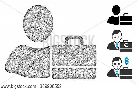 Mesh Accounter Polygonal Web Icon Vector Illustration. Model Is Created From Accounter Flat Icon. Tr