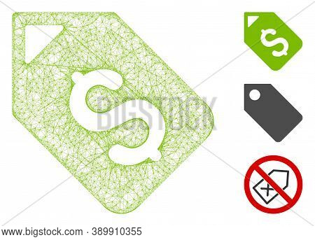 Mesh Bank Account Tag Polygonal Web Icon Vector Illustration. Carcass Model Is Based On Bank Account