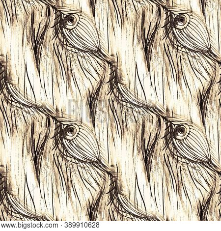 Pattern Seamless. Old Bird Feather Macro. Yellow