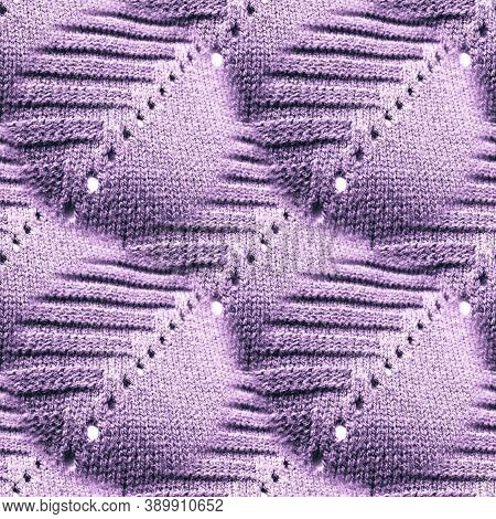Violet Texture Knitting. Lilac Pattern. Lavender