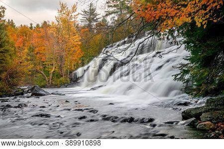 Scenic Bond falls near Paulding in Michigan upper peninsula in autumn time.