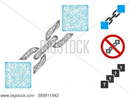 Mesh Blockchain Polygonal Web Icon Vector Illustration. Carcass Model Is Based On Blockchain Flat Ic
