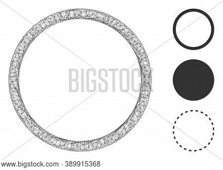 Mesh Circle Bubble Polygonal Web Symbol Vector Illustration. Model Is Based On Circle Bubble Flat Ic