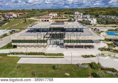 Vodnjan, Croatia - October 6, 2020 - The Modern Campus Of The Global It Company Infobip With All The