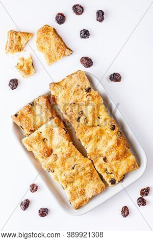 Vertical Image With Cottage Chease Cookies With Raisins