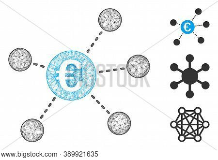 Mesh Euro Virtual Links Polygonal Web 2d Vector Illustration. Model Is Based On Euro Virtual Links F