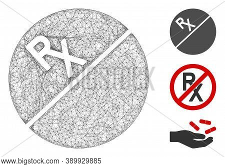 Mesh Medication Tablet Polygonal Web Icon Vector Illustration. Carcass Model Is Based On Medication 