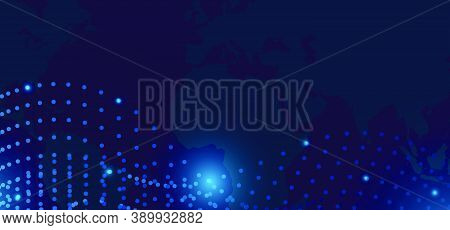 Abstract Particles With World Map Background Design Vector
