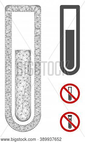 Mesh Test Tube Polygonal Web Icon Vector Illustration. Carcass Model Is Based On Test Tube Flat Icon
