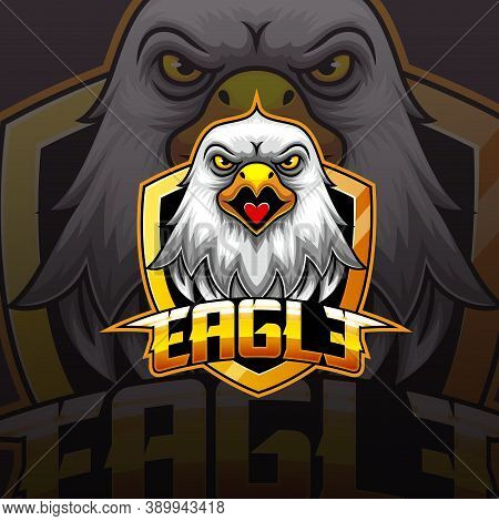 Eagle Head Mascot E Sport Logo Design