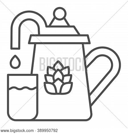 Beer Fermentation Thin Line Icon, Craft Beer Concept, Equipment For Filtration And Brewing Sign On W