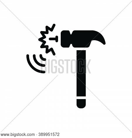 Black Solid Icon For Noise Din Hammer Hit Beat Wave Uproar