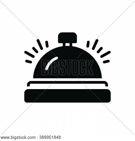 Black Solid Icon For Bell Campanula Reception Attention Concierge Handbell Office-bell Ring Reminder