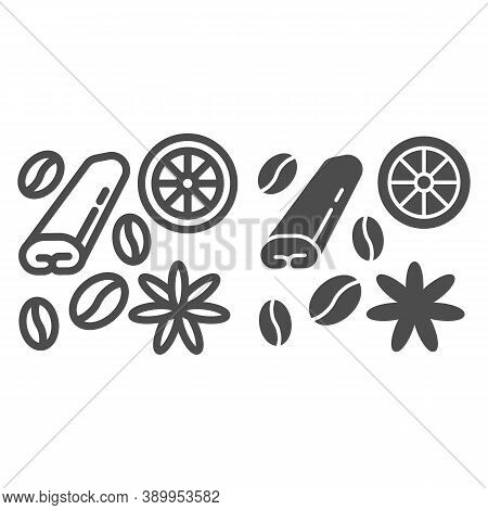 For Coffee And Tea Line And Solid Icon, Coffee Time Concept, And Seasoning Sign On White Background,