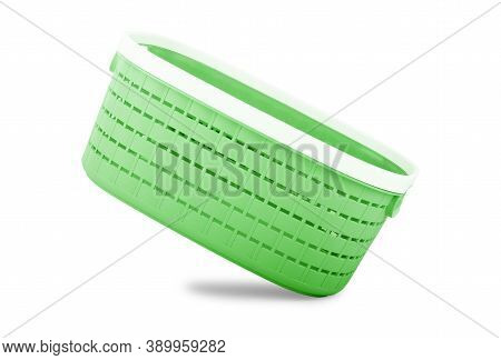 Empty Wicker Basket On Isolated White Backgrounds