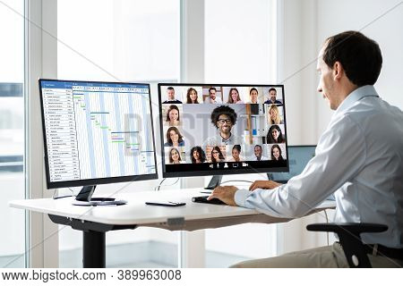 Video Conference Meeting Call. Videoconferencing Webinar Technology