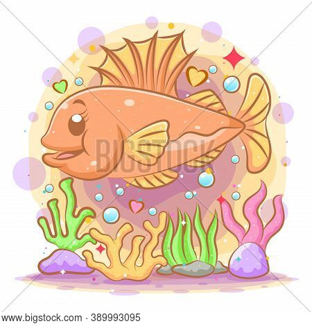 The Illustration Of Orange Mahseer With Beautiful Smile