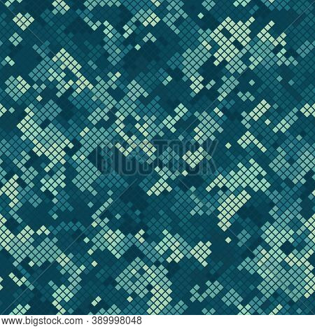 Military Camouflage Seamless Pattern. Urban Digital Pixel Style.