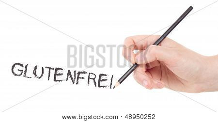 Caucasian Hand Writing With Black Glutenfrei