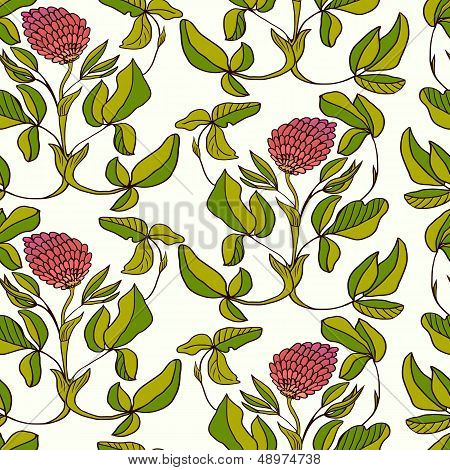 Herbal seamless pattern with clovers