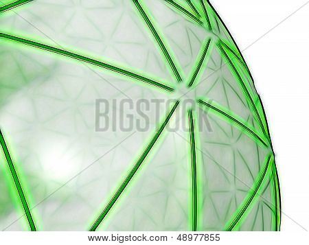 green spheric network on transparent surface