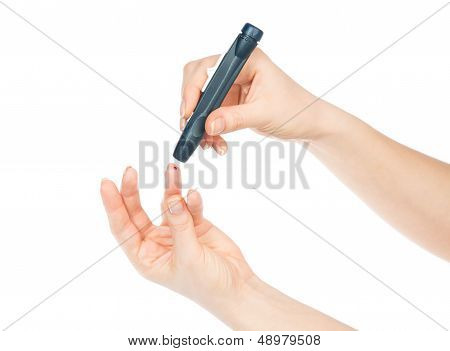 Diabetes Diabetic Concept Finger Prick For Glucose Sugar