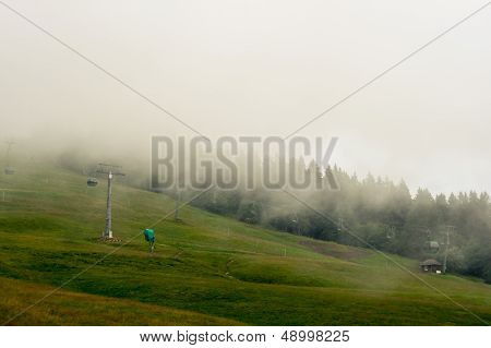 Cableway In The Fog In The Black Forest Germany Feldberg