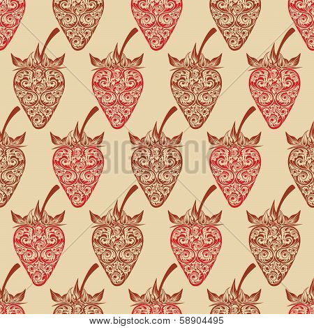 Vector seamless background with strawberry.