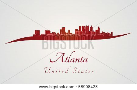 Atlanta Skyline In Red