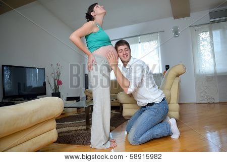 happy young cuple, pregnant woman