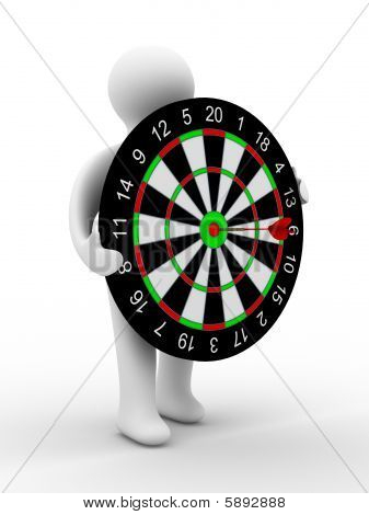 Man Hold Darts On White Background. Isolated 3D Image