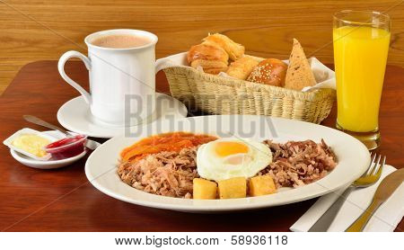 Colombian cuisine. Calentado brunch.
