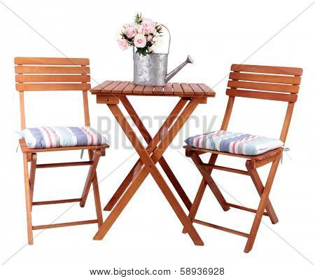 Garden chairs and table isolated on white