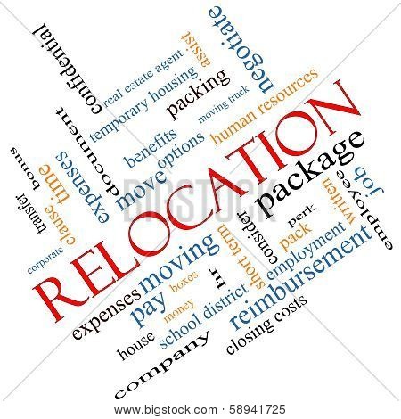Relocation Word Cloud Concept Angled