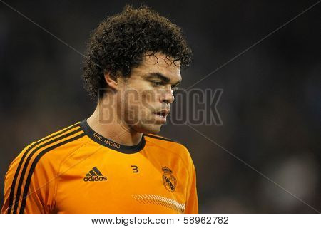 BARCELONA - JAN, 12: Pepe Lima of Real Madrid during the Spanish League match between Espanyol and Real Madrid at the Estadi Cornella on January 12, 2014 in Barcelona, Spain